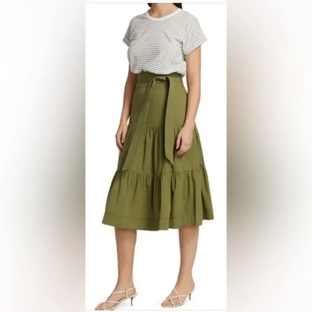 VERONICA BEARD Trail Mixed Media Midi Belted Shirt Dress Sz 8 D2